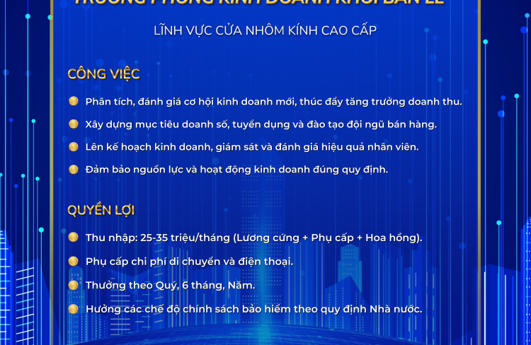 Tuyển Dụng Trưởng Phòng Kinh Doanh Khối Bán Lẻ